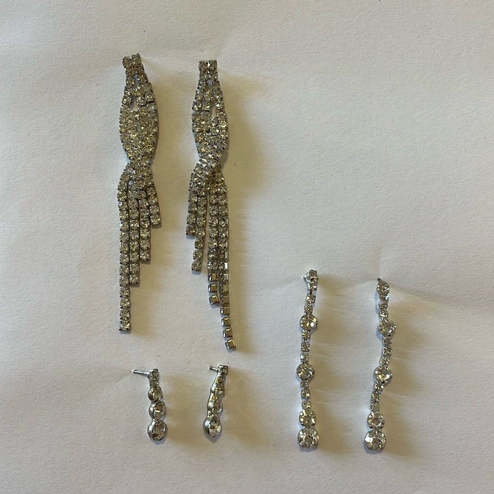 Silver Sparkly Earrings from Icing (Lot of 3)
